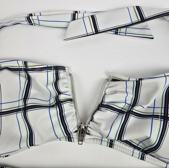 HURLEY Y2K Swim Suit Strapless Bikini Scrunch Butt White Multicolor Women Size M - Picture 3 of 13
